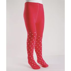 Cute Walk by Babyhug Cotton Knit Anti-Bacterial Tights with Polka Dots Design - Red