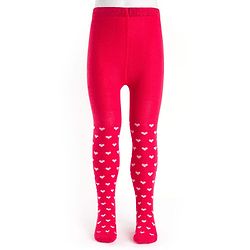 Cutewalk by Babyhug Cotton Knit Anti Bacterial Footed Tights With Heart Design - Red