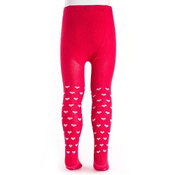 Cutewalk by Babyhug Cotton Knit Anti Bacterial Footed Tights With Heart Design - Red