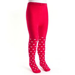 Cutewalk by Babyhug Cotton Knit Anti Bacterial Footed Tights With Heart Design - Red