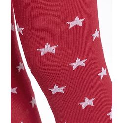 Cute Walk by Babyhug Cotton Knit Anti-bacterial Tights with Star Design - Red