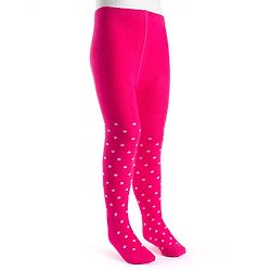 Cute Walk by Babyhug Cotton Knit Anti Bacterial Footed Tights With Polka Dot Design - Dark Pink