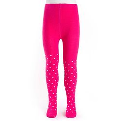 Cute Walk by Babyhug Cotton Knit Anti Bacterial Footed Tights With Polka Dot Design - Dark Pink