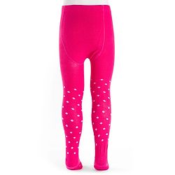 Cute Walk by Babyhug Cotton Knit Anti Bacterial Footed Tights With Polka Dot Design - Dark Pink