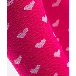 Cute Walk by Babyhug Cotton Knit Anti Bacterial Footed Tights With Heart Design - Dark Pink