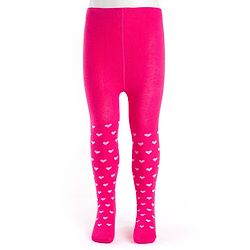 Cute Walk by Babyhug Cotton Knit Anti Bacterial Footed Tights With Heart Design - Dark Pink