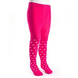 Cute Walk by Babyhug Cotton Knit Anti Bacterial Footed Tights With Heart Design - Dark Pink