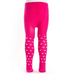 Cute Walk by Babyhug Cotton Knit Anti Bacterial Footed Tights With Heart Design - Dark Pink