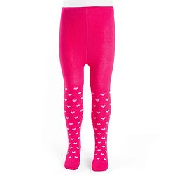 Cutewalk by Babyhug Cotton Knit Anti Bacterial Footed Tights With Heart Design - Dark Pink