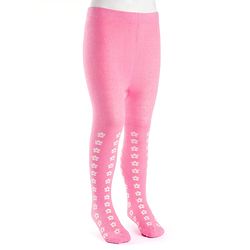 CutecWalk by Babyhug Cotton Knit Anti Bacterial Footed Tights With Floral Design - Light Pink