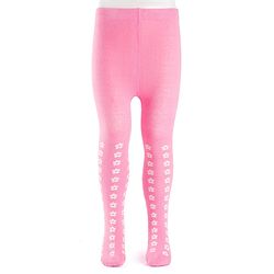 CutecWalk by Babyhug Cotton Knit Anti Bacterial Footed Tights With Floral Design - Light Pink