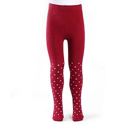 Cute Walk by Babyhug Cotton Knit Anti Bacterial Footed Tights with Polka Dot Design - Maroon