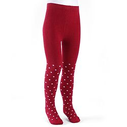 Cute Walk by Babyhug Cotton Knit Anti Bacterial Footed Tights with Polka Dot Design - Maroon