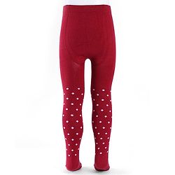 Cute Walk by Babyhug Cotton Knit Anti Bacterial Footed Tights with Polka Dot Design - Maroon