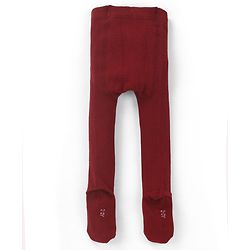 Cute Walk by Babyhug Cotton Knit Anti Bacterial Footed Tights with Polka Dot Design - Maroon