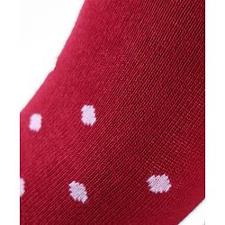 Cute Walk by Babyhug Cotton Knit Anti Bacterial Footed Tights with Polka Dot Design - Maroon