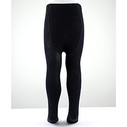 Cute Walk By Babyhug Cotton Knit Solid Coloured Anti Bacterial Tights - Black