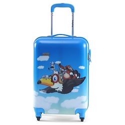 Babyhug Kid's Small 1 Day Trip Trolley Luggage Eagle & Bear Theme Print Sky Blue -20 Inches| Shock Resistant| Telescopic Handle| Water Resistant| Easy Zipper Closure| Durable Wheels| Number Lock