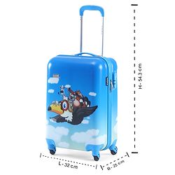 Babyhug Kid's Small 1 Day Trip Trolley Luggage Eagle & Bear Theme Print Sky Blue -20 Inches| Shock Resistant| Telescopic Handle| Water Resistant| Easy Zipper Closure| Durable Wheels| Number Lock