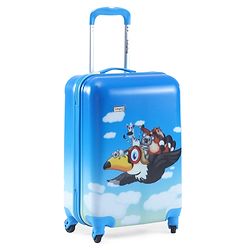 Babyhug Kid's Small 1 Day Trip Trolley Luggage Eagle & Bear Theme Print Sky Blue -20 Inches| Shock Resistant| Telescopic Handle| Water Resistant| Easy Zipper Closure| Durable Wheels| Number Lock