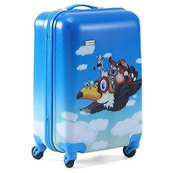 Babyhug Kid's Small 1 Day Trip Trolley Luggage Eagle & Bear Theme Print Sky Blue -20 Inches| Shock Resistant| Telescopic Handle| Water Resistant| Easy Zipper Closure| Durable Wheels| Number Lock
