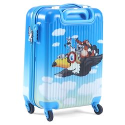 Babyhug Kid's Small 1 Day Trip Trolley Luggage Eagle & Bear Theme Print Sky Blue -20 Inches| Shock Resistant| Telescopic Handle| Water Resistant| Easy Zipper Closure| Durable Wheels| Number Lock
