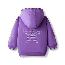 Babyhug Cotton Knit Full Sleeves Hooded Sweatjacket With HD Text Print & Kangaroo Pockets - Purple