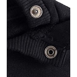 Babyhug Cotton Knit Full Sleeves Sweatshirt with Text Foil Print & Frill Detailing - Black