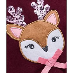 Babyhug Cotton Knit Full Sleeves Sweatshirt With Animal Embroidery & Sequin Detailing - Wine