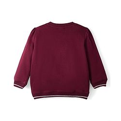 Babyhug Cotton Knit Full Sleeves Sweatshirt With Animal Embroidery & Sequin Detailing - Wine