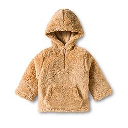 Babyhug Knit Full Sleeves Solid Color Hooded Fur Sweatshirt with Kangaroo Pocket - Beige