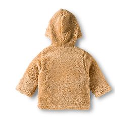 Babyhug Knit Full Sleeves Solid Color Hooded Fur Sweatshirt with Kangaroo Pocket - Beige