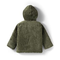 Babyhug Knit Full Sleeves Solid Color Hooded Fur Sweatshirt with Kangaroo Pocket - Beige