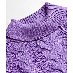 Babyhug Knit Full Sleeves Pullover Sweater with Cable Knit Design - Lavender