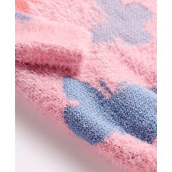 Babyhug Knit Full Sleeves Pullover Sweater with Butterfly Design - Pink