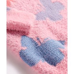 Babyhug Knit Full Sleeves Pullover Sweater with Butterfly Design - Pink