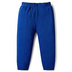 Babyhug Knitted Full Sleeves Front Open Sweater Set With Geometric Design - Blue