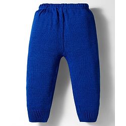 Babyhug Knitted Full Sleeves Front Open Sweater Set With Geometric Design - Blue