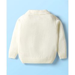 Babyhug Knit Full Sleeves Solid Coloured Sweater Set With Cable Knit Design - White