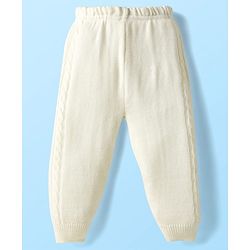 Babyhug Knit Full Sleeves Solid Coloured Sweater Set With Cable Knit Design - White