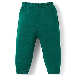 Babyhug Knit Full Sleeves High Neck Collar Sweater Set with Stripes & Patch Detailing - Green