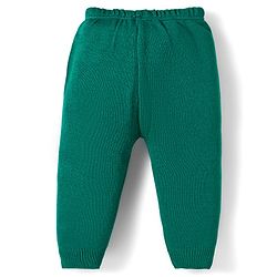 Babyhug Knit Full Sleeves High Neck Collar Sweater Set with Stripes & Patch Detailing - Green