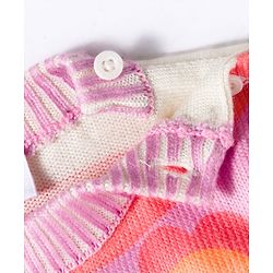 Babyhug Knitted Full Sleeves Pullover Sweater With Floral Design - Multicolor