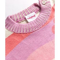 Babyhug Knitted Full Sleeves Pullover Sweater With Floral Design - Multicolor