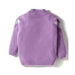 Babyhug Knit Full Sleeves Extra Soft Hairy Eyelash Yarn Pullover Sweater With Sequin Detailing - Lavender