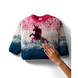 Babyhug Knit Full Sleeves Pullover Sweater with Reversible Unicorn Sequin Design - Multicolor