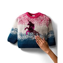 Babyhug Knit Full Sleeves Pullover Sweater with Reversible Unicorn Sequin Design - Multicolor