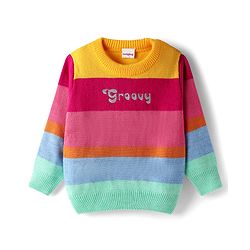 Babyhug Knitted Full Sleeves Pullover Sweater With Color Block Design - Multicolor