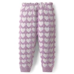 Babyhug Knit Full Sleeves Extra Soft Hairy Eyelash Yarn Pullover Sweater Set With Hearts Design - Mauve