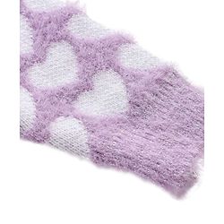 Babyhug Knit Full Sleeves Extra Soft Hairy Eyelash Yarn Pullover Sweater Set With Hearts Design - Mauve